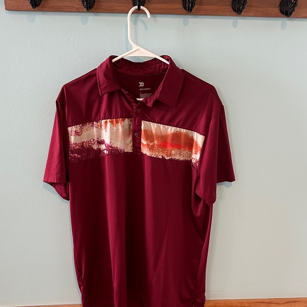 All in Motion Maroon Polo Shirt with Artistic Stripe